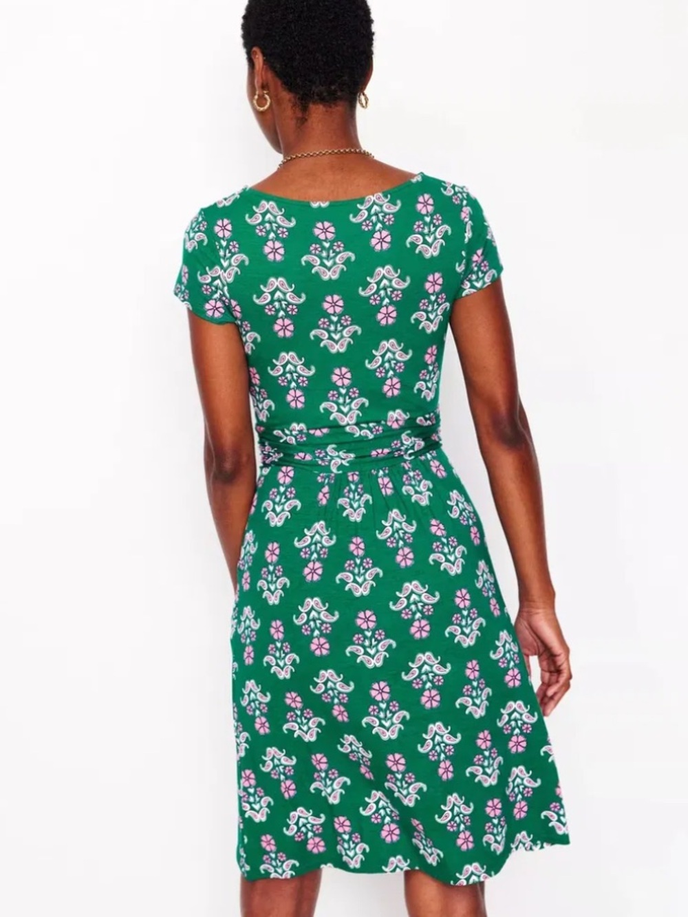 NWT BODEN Amelie Floral Jersey Dress Short Sleeve Green Size 4 - Picture 13 of 14